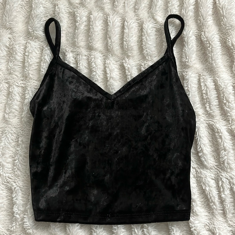 Black velvet tank top